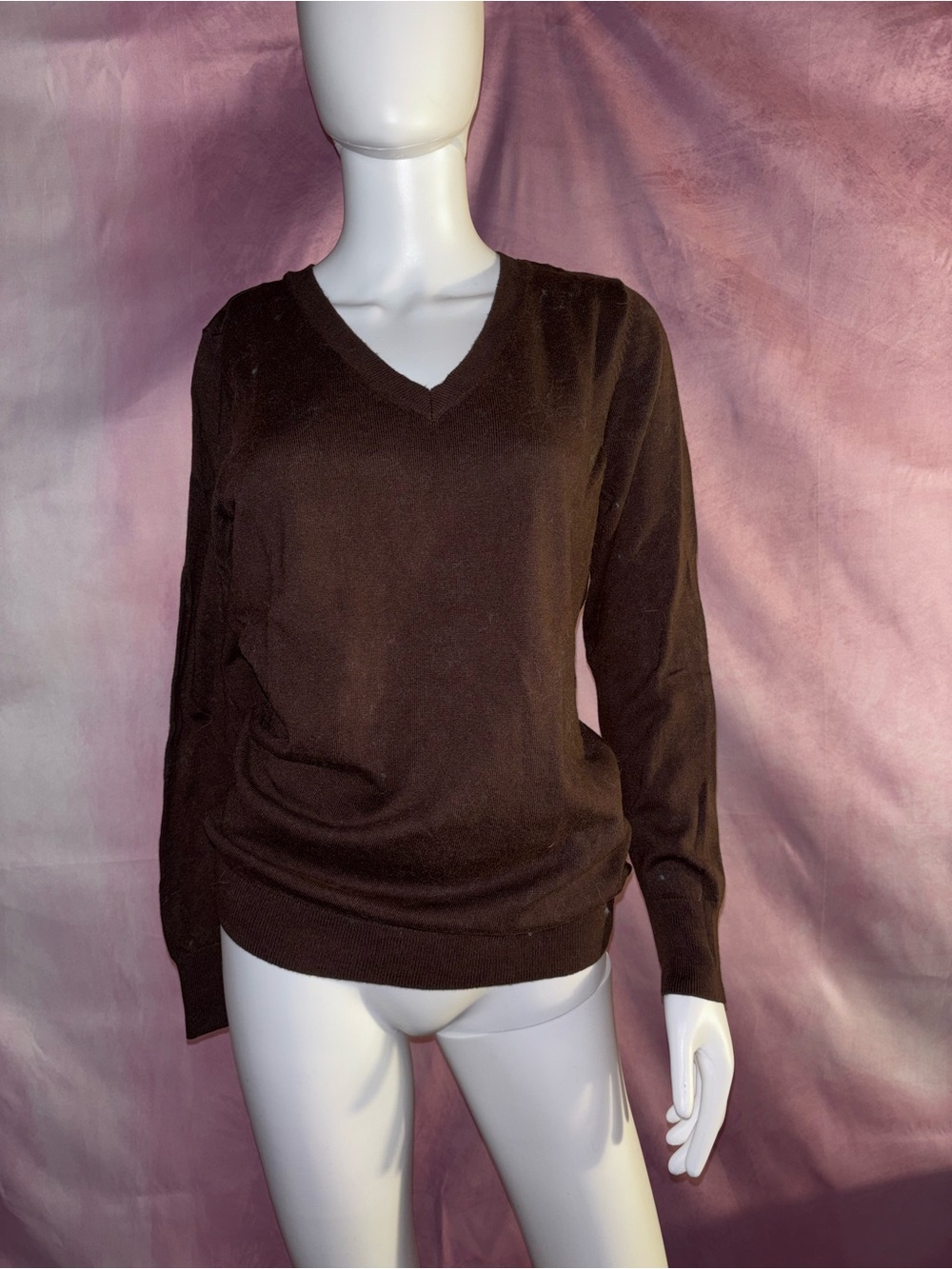 Classic Women's V-Neck Brown Sweater